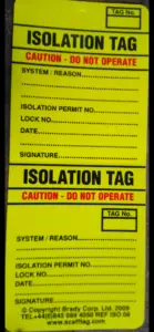 Isolation Tag Out 